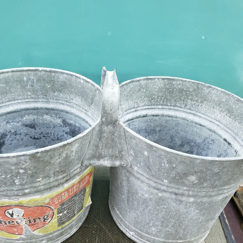 Wheeler Double Bucket, Galvanized, Size: W/Handle