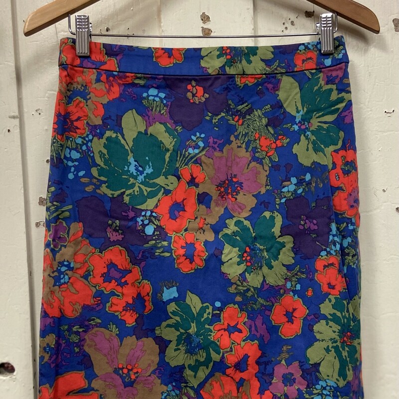 Blue Floral Print Skirt