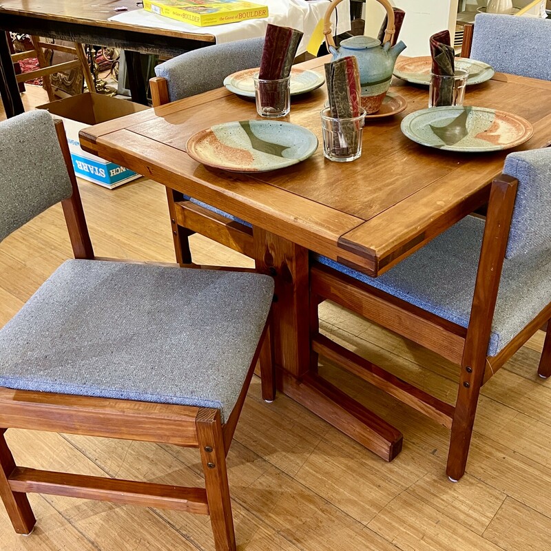 Dining Table & 4 Chairs, Wood, 5 Pcs