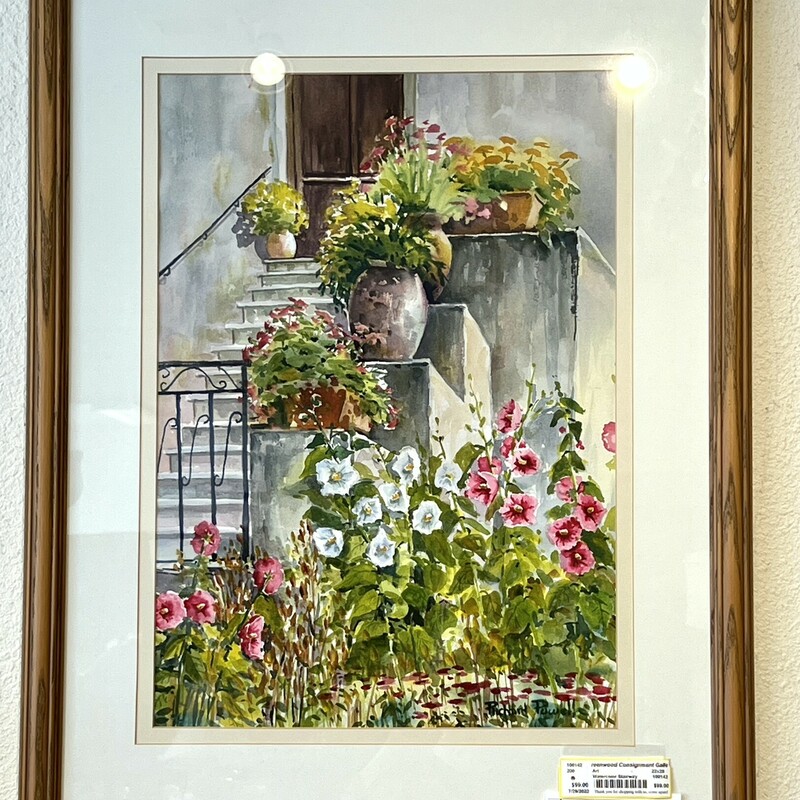 Watercolor Stairway & Flowers
Size: 22x28