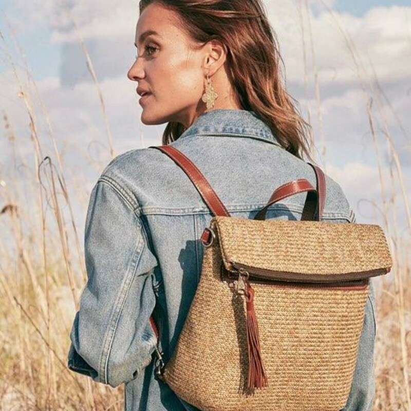PATRICIA NASH<br />
Seasonal Collection Luzille Straw Backpack<br />
From the Seasonal Collection by Patricia Nash, the Luzille Straw Backpack features:<br />
100% straw body, 100% full-grain leather trim<br />
Heavy handcrafted stitching<br />
Signature antique brass hardware<br />
Zipper closure<br />
Faux suede lining, 100% polyester<br />
Interior: 1 zip pocket, 2 slip pockets, and a key clip.<br />
Exterior: 1 slip pocket and 1 zip pocket under the front flap, 1 rear slip pocket, burned edge finish<br />
Approx. 10\" W x 12\" H x 5\" D bag; 30\" - 55\" strap drop; 4\" handle drop<br />
Inspired by discovery, Patricia Nash draws on her extensive travels, and fond memories of cherished people and places in her designs. After years of designing handbags for other brands, finally, inspired by a vintage bag she found in her mother’s closet, Patricia launched Patricia Nash Designs in 2010.<br />
This bag is in like new condition.  A wonderful addition to your closet.  This bag can be a crossbody or a backpack, great for travel, around town or shopping.<br />
Orignally Retails for $228.00