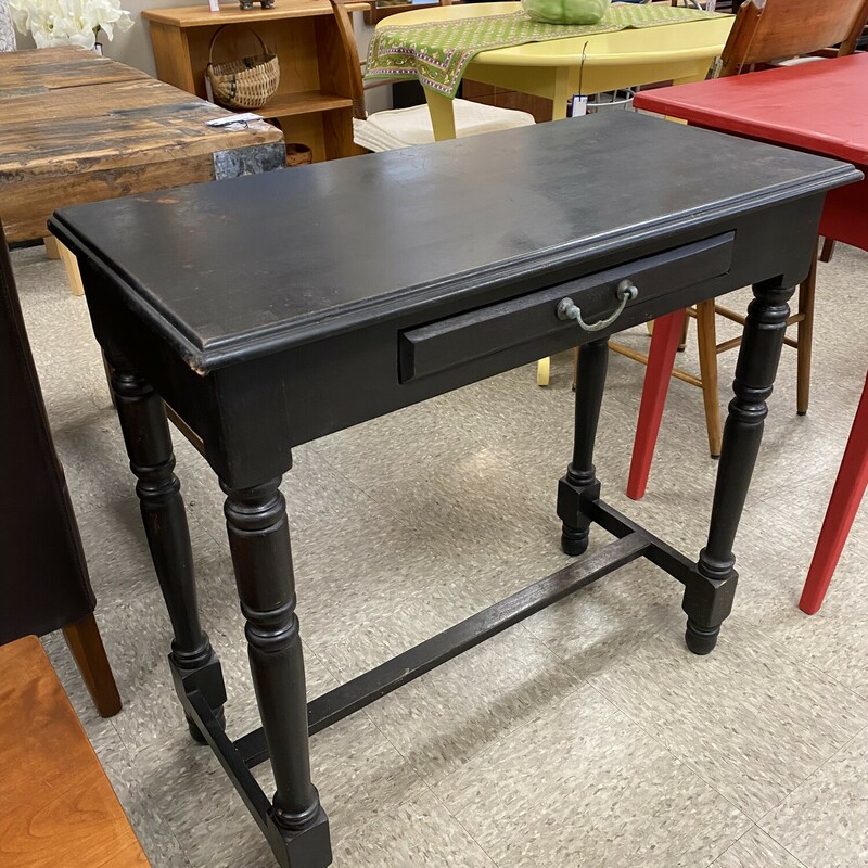 1 Drawer Narrow Desk/Side Table, Black, Size: 31x15x31