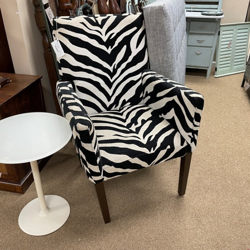 Zebra Print Arm Chair, Size: 25 Wide (Legs need to be tightened and leveled a bit)