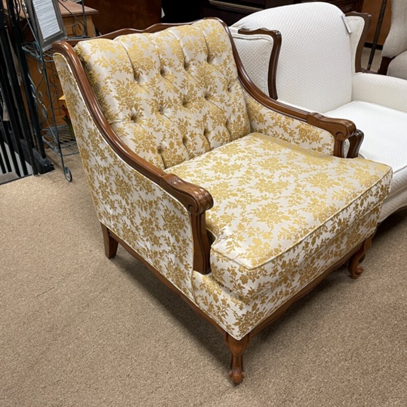 Mid Century Wood + Upholstered Accent Chair, Size: 27 Wide
