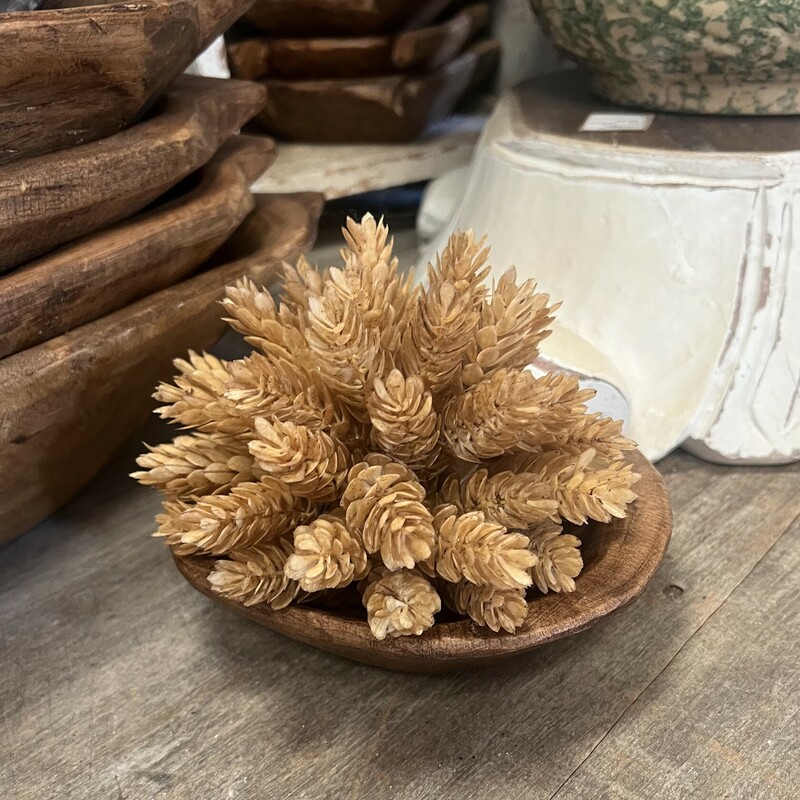 The Hops Half Sphere has twig-like branches with a sturdy, smooth texture and a soft, cozy golden color .  Display this half sphere as a bowl filler on a candlestick, on a riser or tabletop as part of a seasonal centerpiece.  Sphere measures 7 inches in diameter