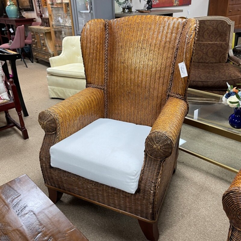 Rattan Wingback Chair (some fading - see photo)