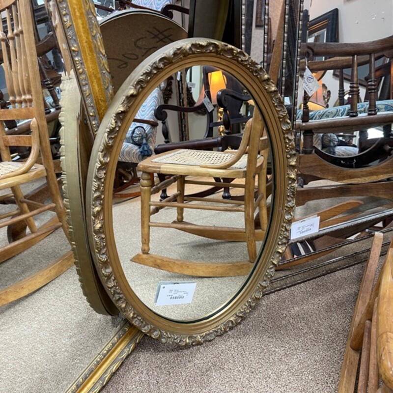 Framed Oval Mirror, Size: 26x19