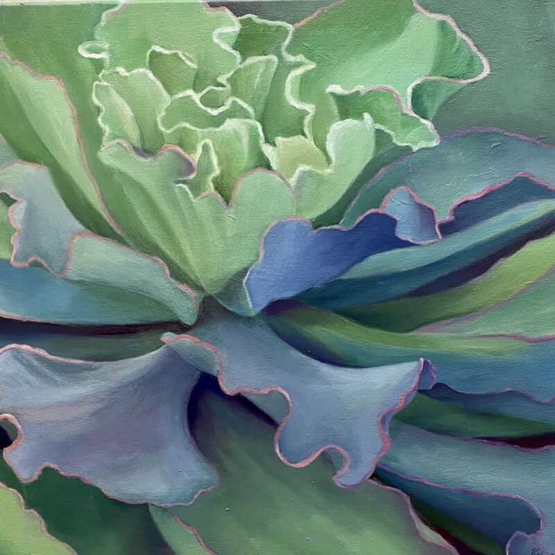Curly Locks II, Oil, 16 x 20, $325
Kay Hofler
The curly lines of this succulent give it an appropriate nickname.