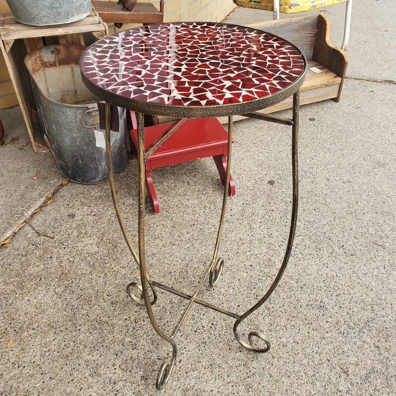 Mozaic Plant Stand, Red, Size: 27 In Tall