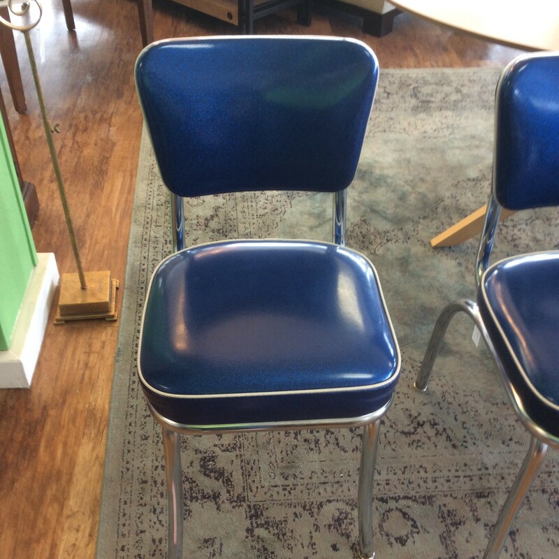 This is a set of 6, blue sparkle, retro chairs.