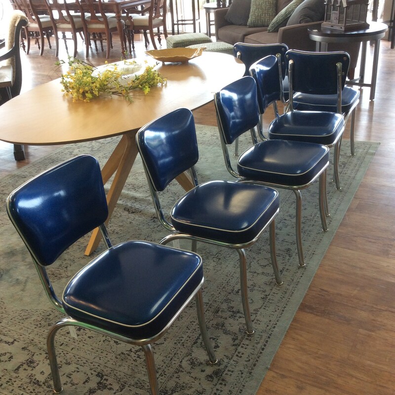 This is a set of 6, blue sparkle, retro chairs.