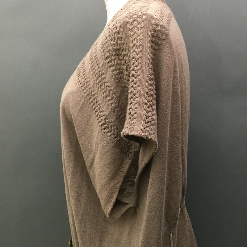 3.1 Phillip Lim, Mousy Brown, Size: M drawstring back, knit ribbed sleeveless, 4 buttons at waist, 2 front pockets,  cardigan,  63% cotton 37% Rayon. Prof dry clean only- cover and protect buttons.
7.2 oz