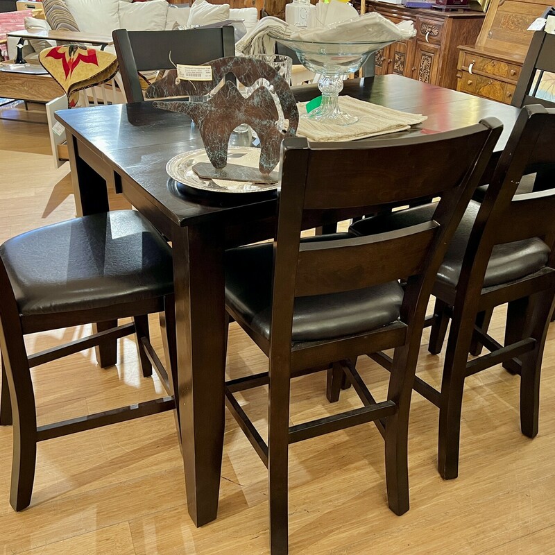 Counter Height Table & 6 Stools with 18\"  Leaf