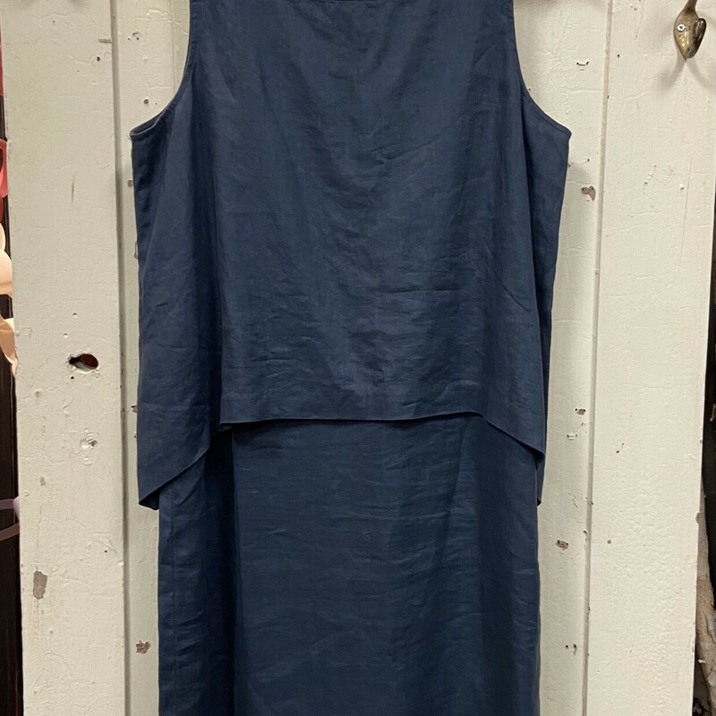 Blue Linen Slvlss Dress<br />
Blue<br />
Size: Medium