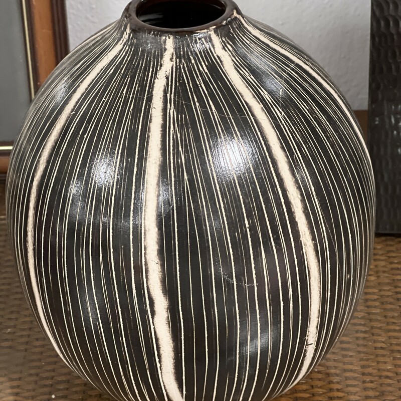 Striped Sphere Vase, Color: Brown/Wh