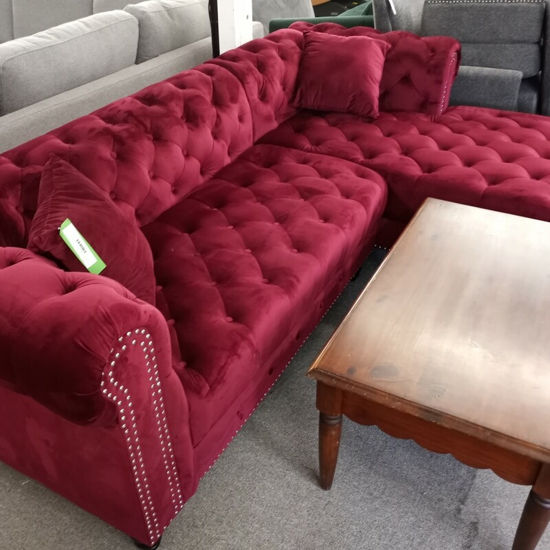 Red Velvet Sofa Chaise