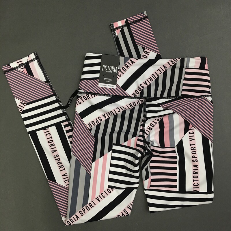 Victoria Sport Knockout Leggings, Multi color pink, grey, black and white geometric pattern, Size: XS
new with tags. Waistband smooths and stays put, smooth seams for total comfort,lined reinforced gusset, hidden drawstring waist, body wicking fabric.
7.3 oz