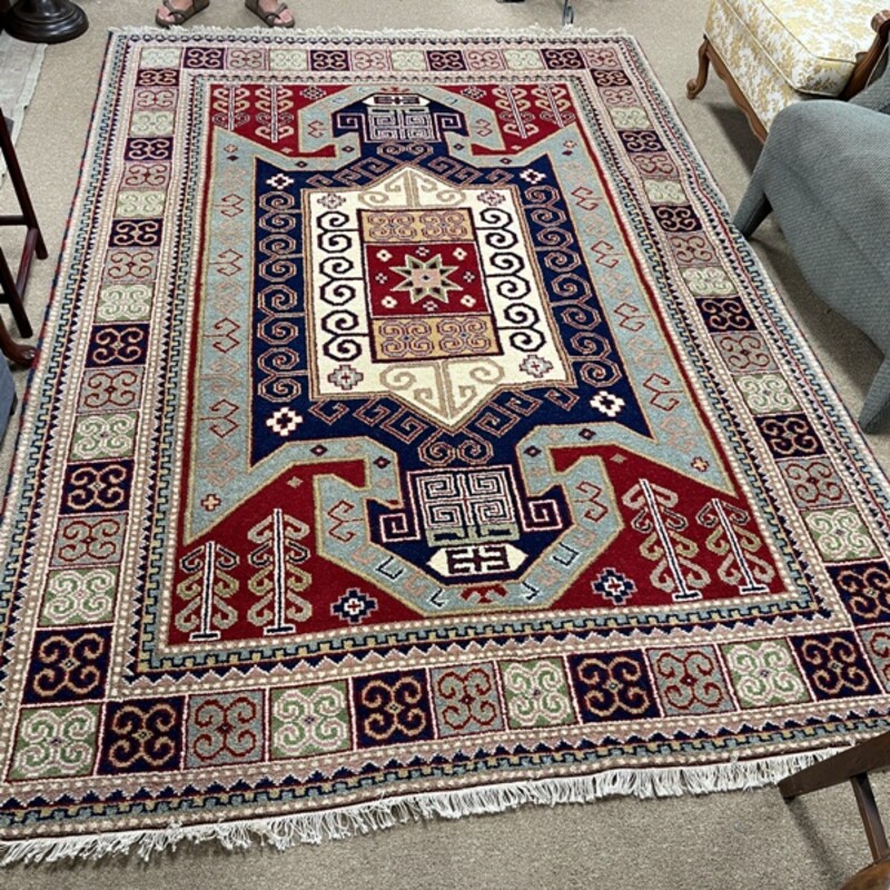 Hand Knotted Wool Rug, Size: 6x9