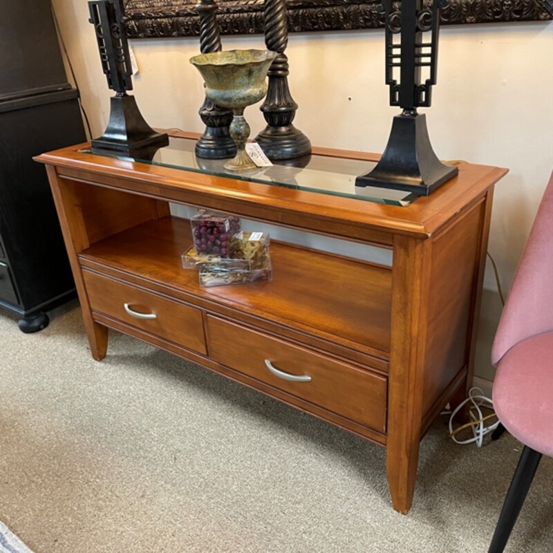 Bassett Glass Top Console Table, Size: 50x18x29
