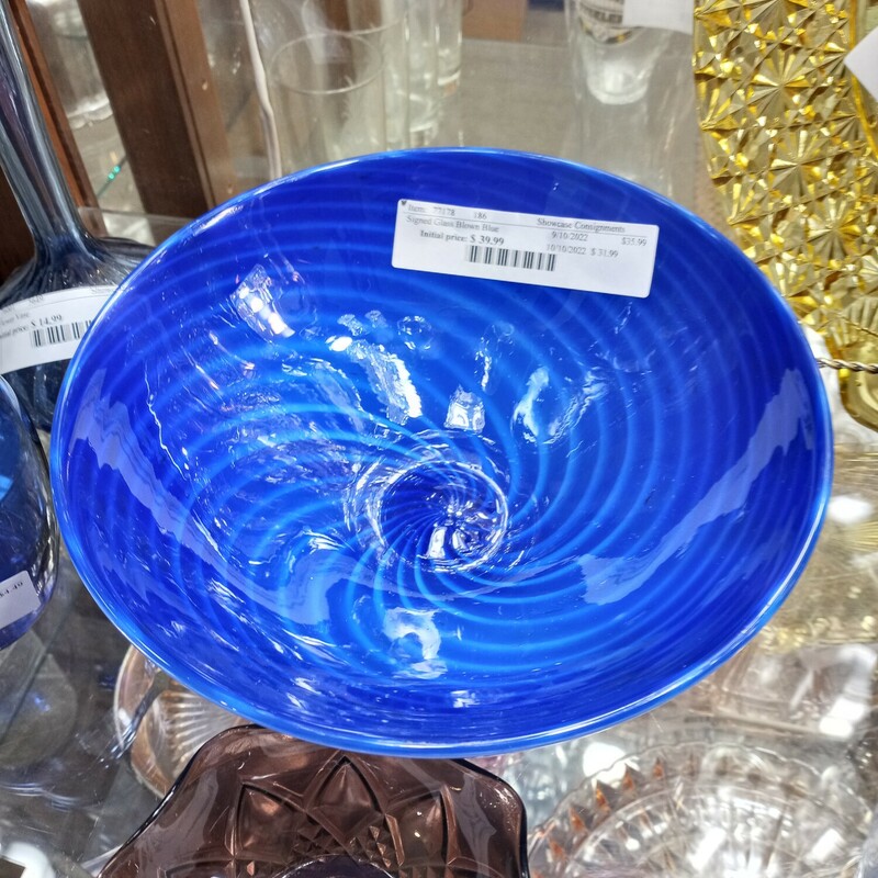 Signed Glass Blown Blue