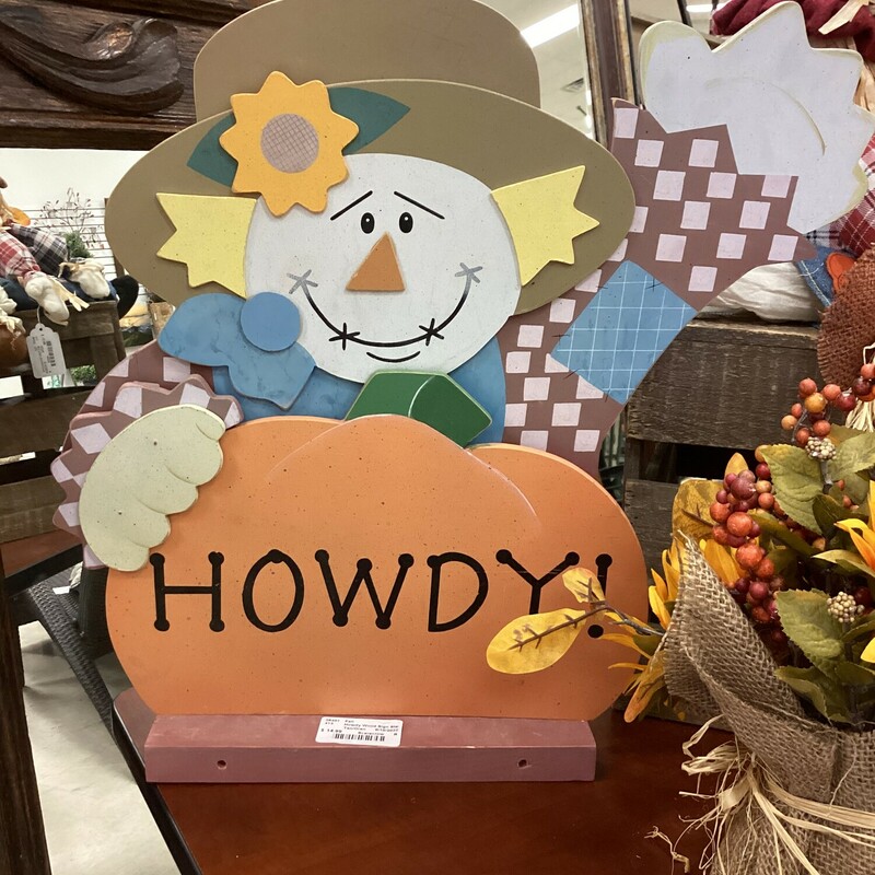Howdy Wood Sign Stands, Tan/Oran, Scarecrow
18 In W x 20 In T