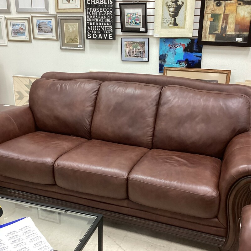 Brown Leather Sofa, Brown, Leather
85 In W