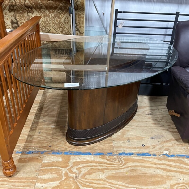 Oval Glass Top Table, Size: 70x45x30