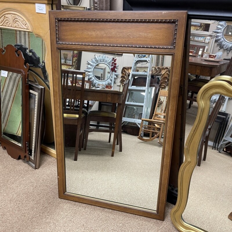 Mid Century Wood Framed Mirror