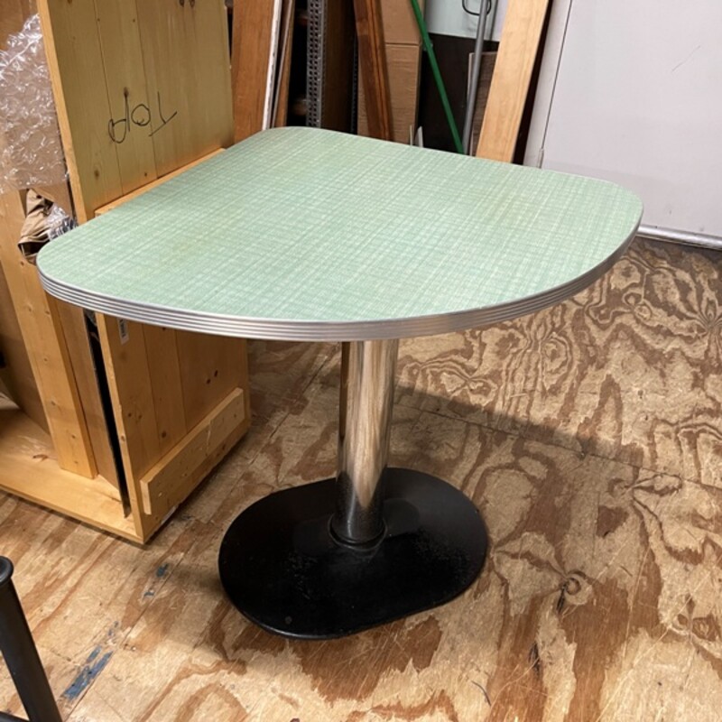 Vintage 1940’s Single Diner’ Formica Top Chrome Corner Table with Cast Iron Base, Size: 29x31x31