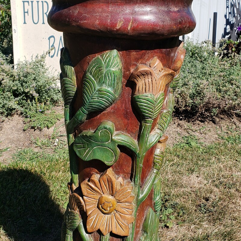 Carved Wood Flower Stand