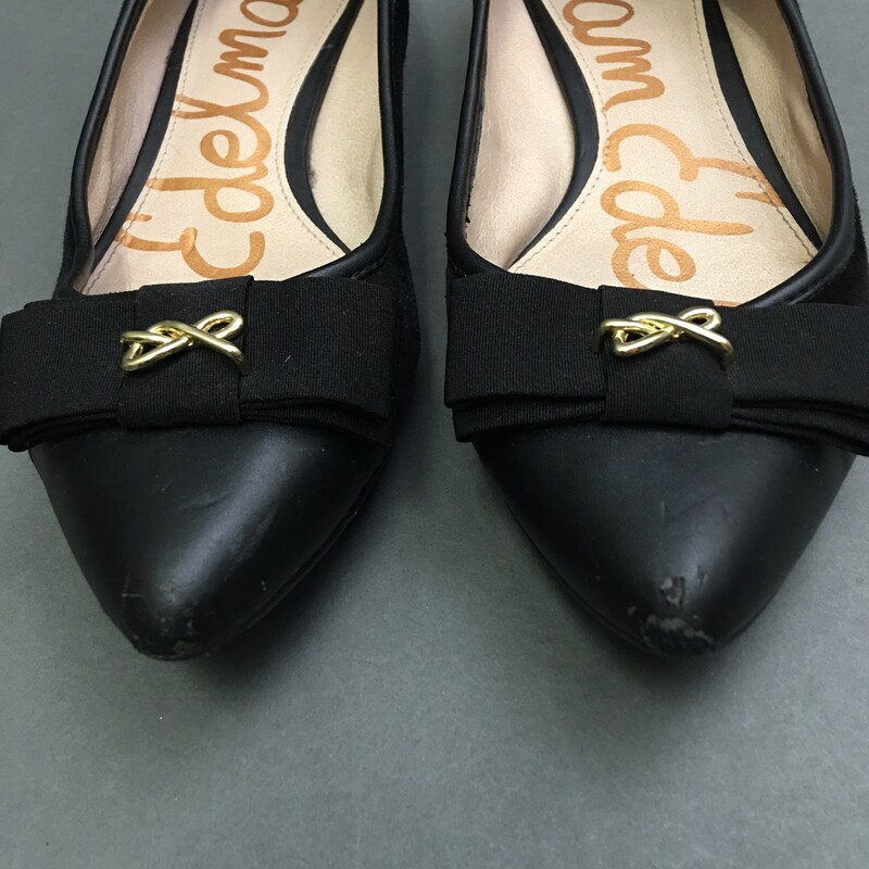 Sam Edleman Suede, Black, Size: 8.5
Sam Edelman Womens Lizzy Pointy Toe Ballet Flats Size 8.5 Black Suede Gold Bow
 good condition -toes have light scuffs see photos, interior and sole clean.
15.1 oz