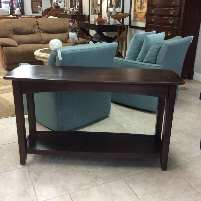 This contemporary styleSofa/entry Table has clean simple lines in a dark wood finish.
