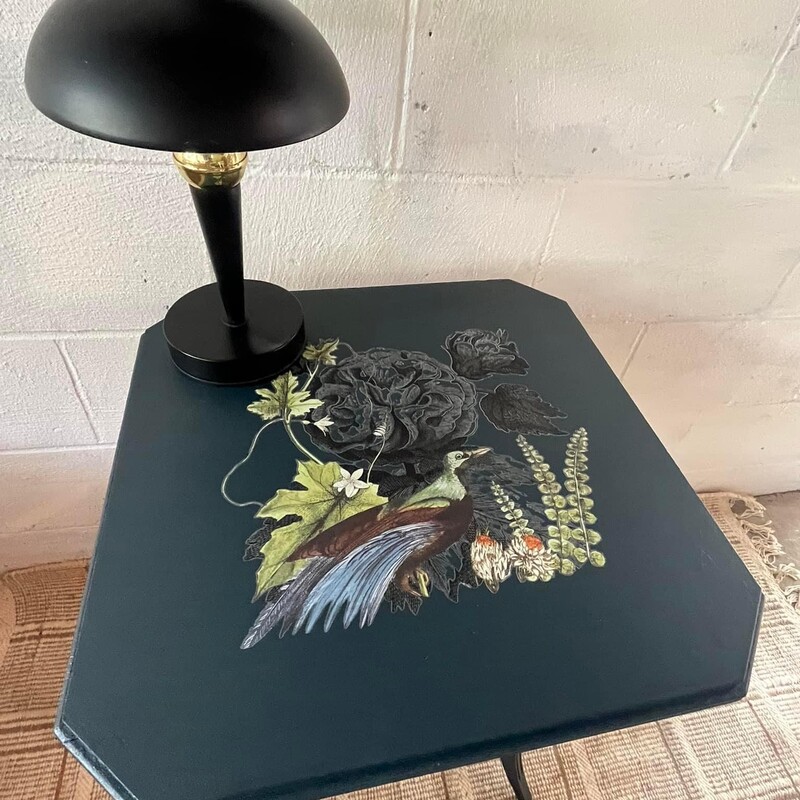 Peacock Accent Table
Painted with Fusion Mineral Paint in Chestler

17.5L x 17.5W x 27H
Call for 24 hour hold!

Handpainted Piece by Fabulously Flipped, Gibsonia