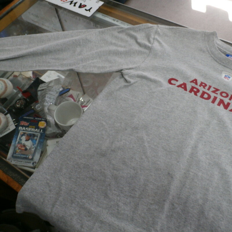 Reebok Youth Arizona Cardinals Shirt long sleeve Gray size Large #935
Rating:   (see below) 3- Good Condition
Team:  Arizona Cardinals
Player: Team
Brand:  Reebok
Size: Youth Large  (Measured Flat: across chest 18\", length 25\")
Measured flat: armpit to armpit; top of shoulder to the bottom hem
Color:  gray
Style:  long sleeve; screen pressed shirt;
Material:    100% cotton
Condition: -3- Good Condition - wrinkled; pilling and fuzz;
Item #: 935
Shipping: FREE