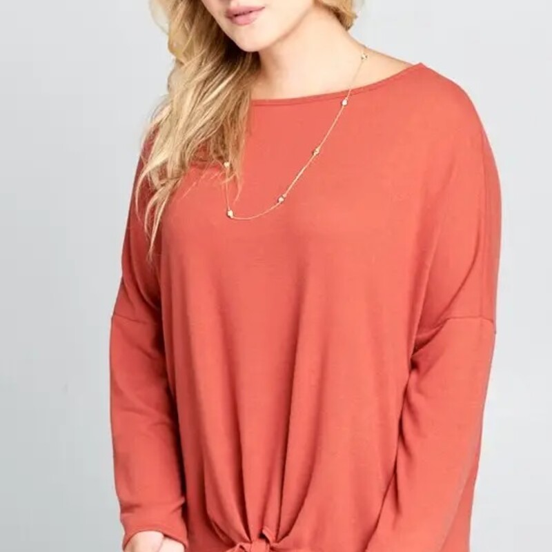 Solid Hacci Brush
Long Sleeve
Front Knot
Casual Top in Beautiful Fall Colors!
Plus Size
Mauve

Made in United States