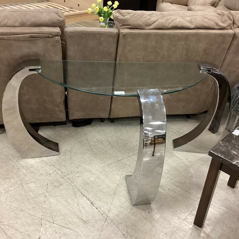 Entry/ Sofa Table, Silver, Glass
63 In W x 28 In D x 29 In T