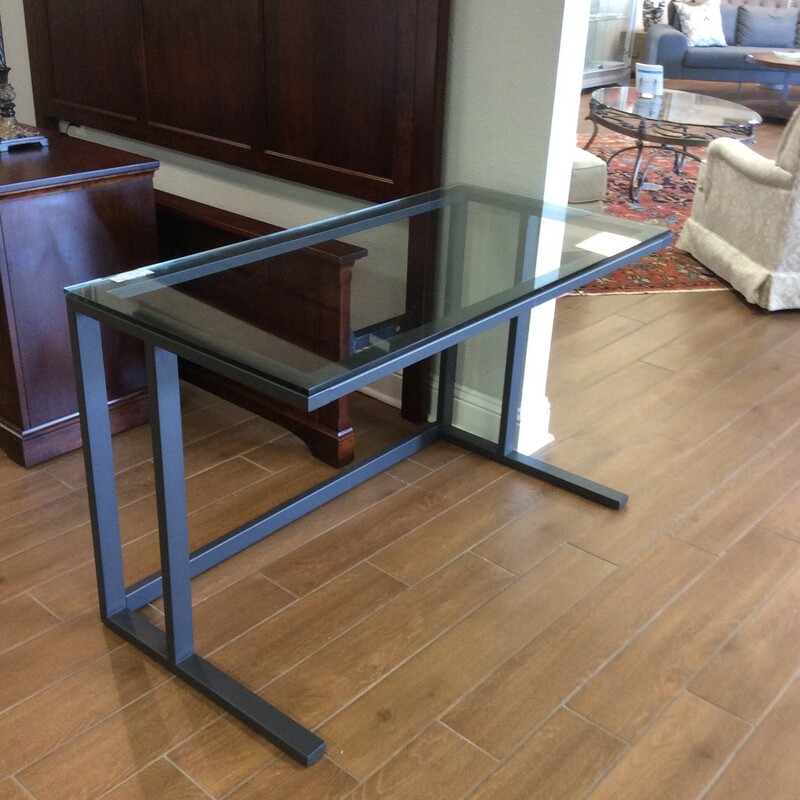This is a nice glass top desk with metal base.