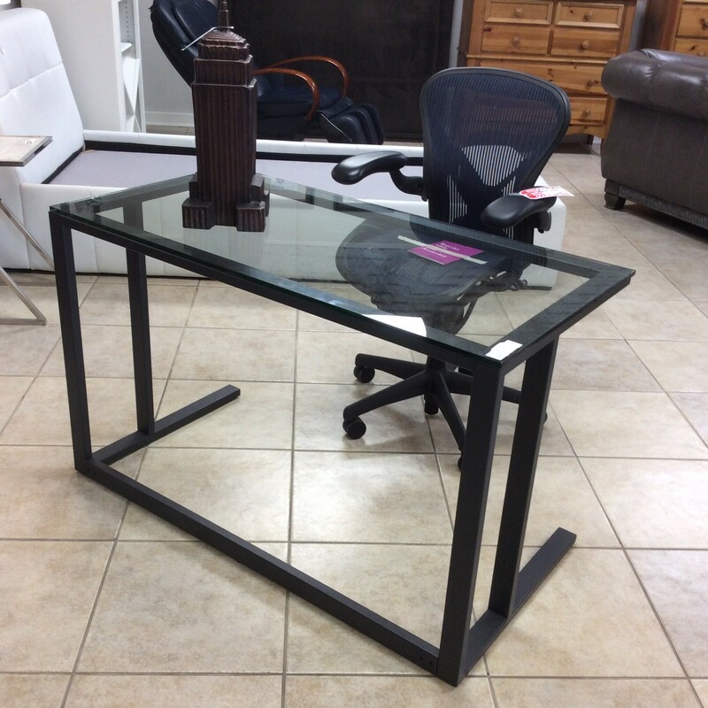 This is a nice glass top desk with metal base.