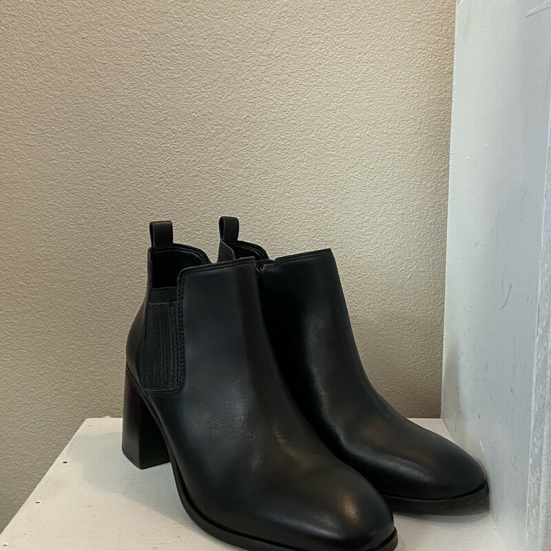 Blk Lther Ankle Boot