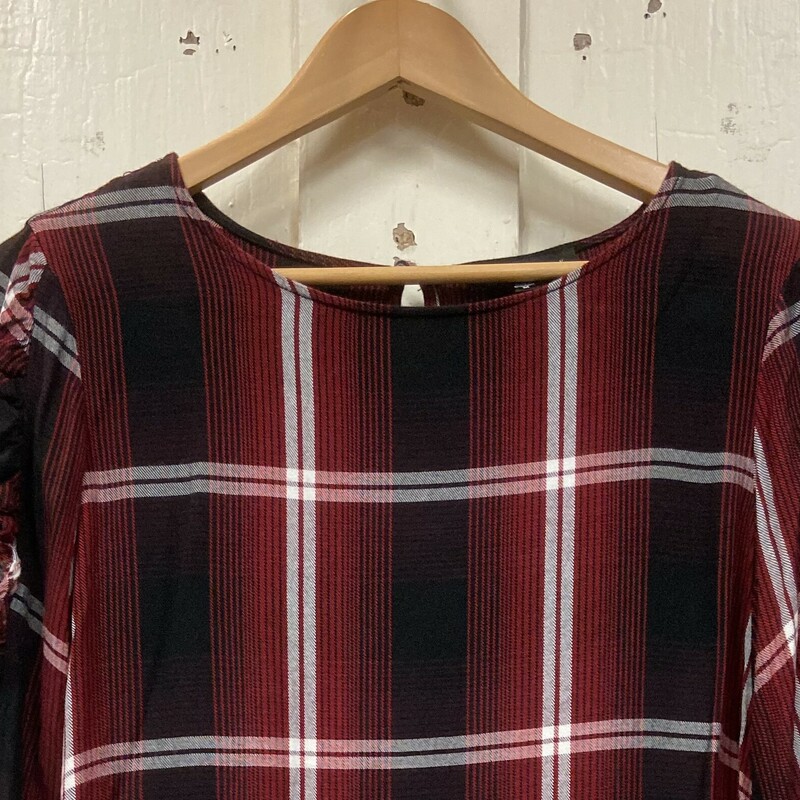 Red/blk Plaid Ruffle Top