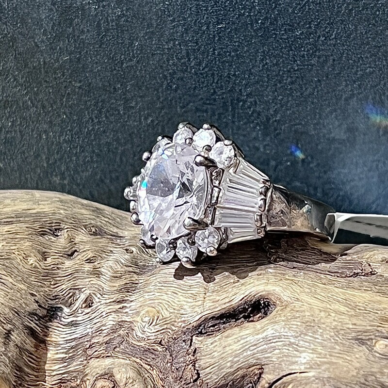 Sterling glass stones ring