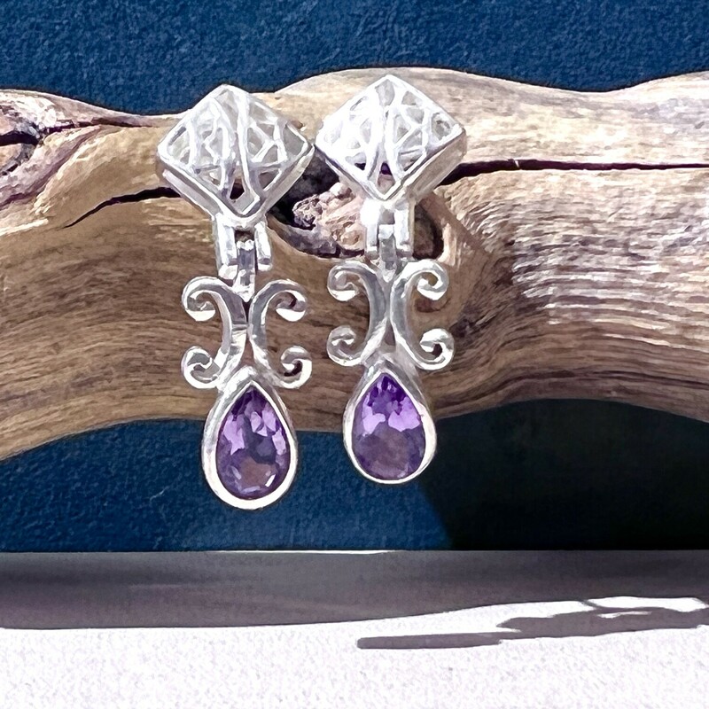 Sterling purple stone dangle earrings