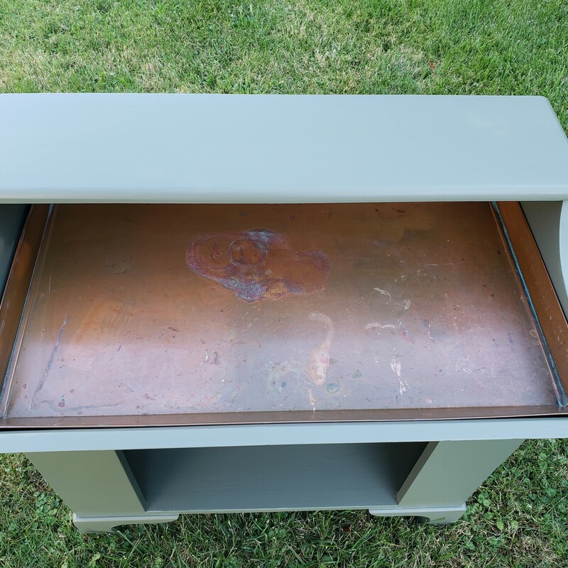 Painted Dry Sink with Copper Tray, Painted with Bayberry Fusion Mineral Paint, Size: 34x34x20