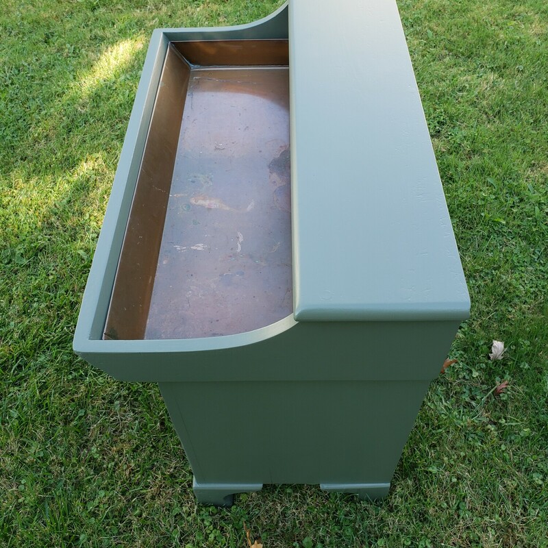 Painted Dry Sink with Copper Tray, Painted with Bayberry Fusion Mineral Paint, Size: 34x34x20
