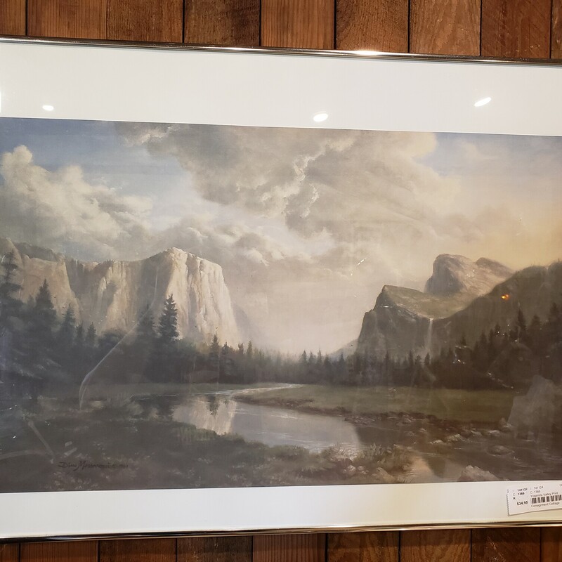 Yosemite Valley Print, by Dino Massaroni c.1989 Size: 28x20
