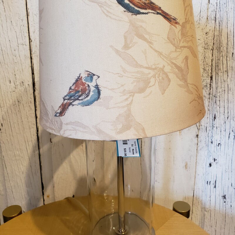 Lamp With Bird Shade, Size: 17.5in