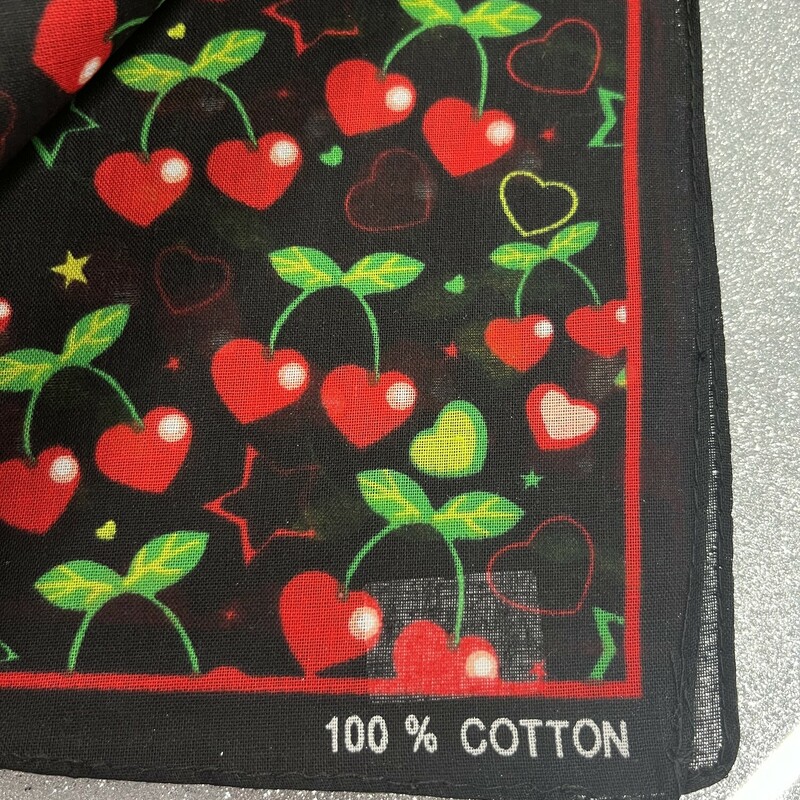 100% Cotton Square Bright Cherry Scarf Brand NEW!
