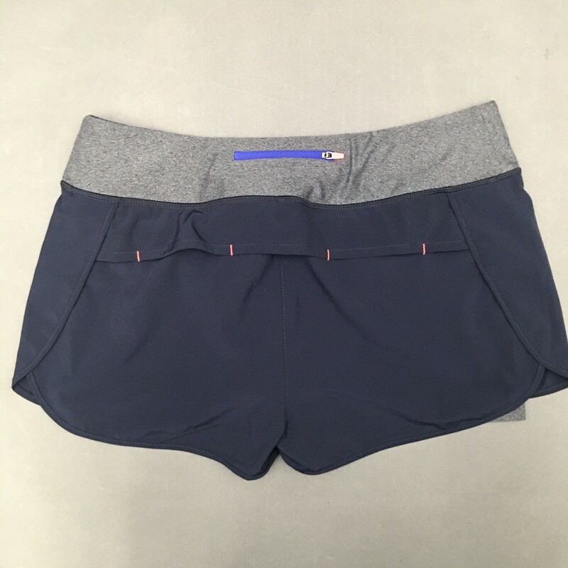 MPG Athletic Shorts  Navy  grey waist band and inteiror liner shorts, zipper waist pocket at back , Size: Large<br />
6.6 oz