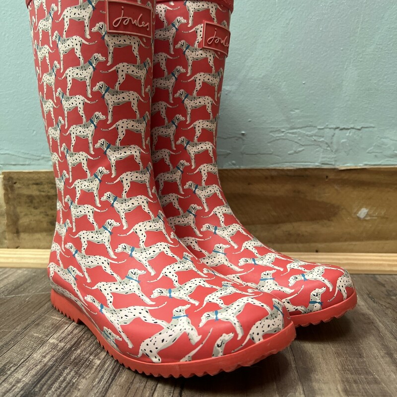 Joules Dog Print Rainboot, Coral, Size: Shoes 3