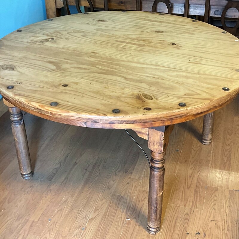 Rustic Round Dining Table
Pine, Nailheads
30in(H) 55in(Diameter)